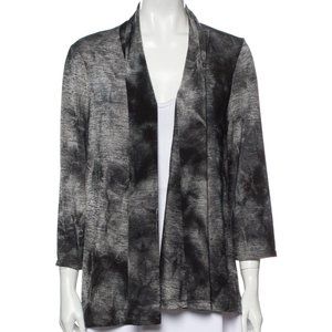 Alberto Makali Tie Dye Cardigan Tunic Top Open Front Top Black Gray Sz L